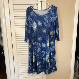 Blue Starry Night Midi Dress
